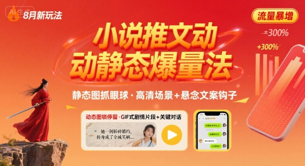 8月小说推文全新玩法，动静态图片+搭配小说文案爆量玩法-校睿铺