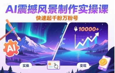 AI震撼风景制作实操课，快速起千粉万粉号-校睿铺