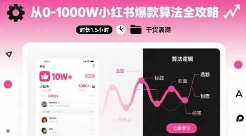 从0-1000W小红书爆款算法全攻略，时长1.5小时，干货满满-校睿铺