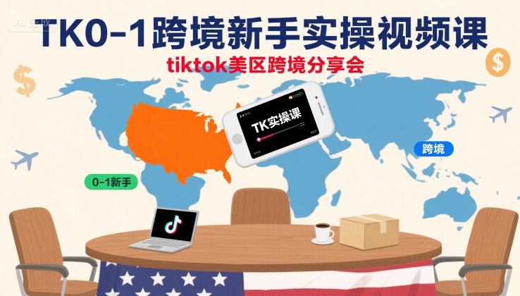 TK0-1跨境新手实操视频课，tiktok美区跨境分享会-校睿铺