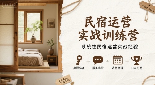民宿运营实战训练营，系统性民宿运营实战经验-校睿铺