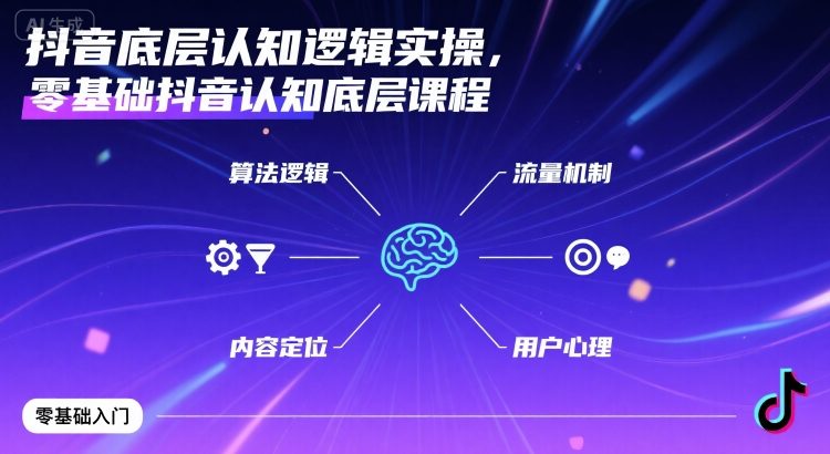 抖音底层认知逻辑实操，零基础抖音认知底层课程-校睿铺
