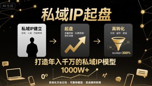 私域IP起盘，私域ip建立、起盘、高转化，打造年入千万的私域ip模型-校睿铺