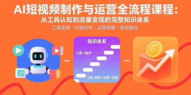 AI短视频制作与运营全流程课程：从工具认知到流量变现的完整知识体系-校睿铺