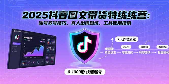 2025抖音图文带货特练营：账号养号技巧，真人出镜避坑，工具使用指南-校睿铺