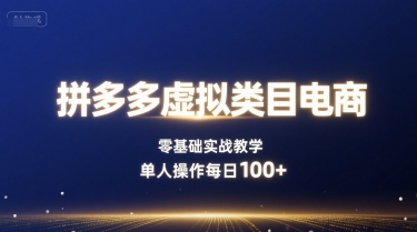 拼多多虚拟类目电商，零基础实战教学，单人操作每日100+-校睿铺