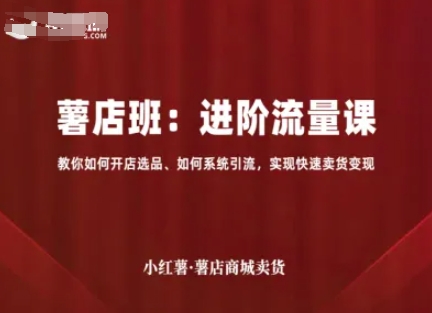 小红薯薯店商城卖货，进阶流量课，教你如何开店选品、如何系统引流，实现快速卖货变现-校睿铺