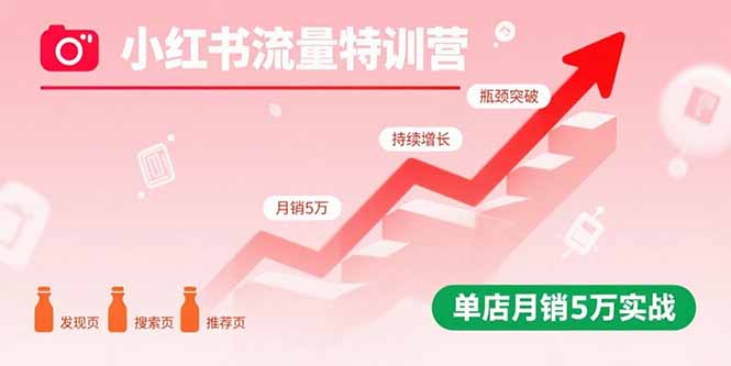 小红书流量特训营：突破流量瓶颈，实现店铺持续增长，单店月销5万实战-校睿铺
