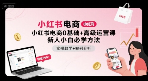 小红书电商0基础+高级运营课，新人小白必学方法，实操教学+案例分析-校睿铺