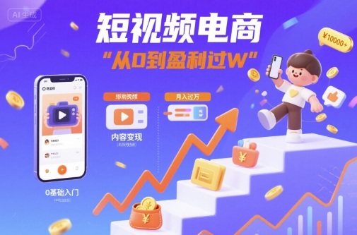 短视频电商：短视频变现从0到盈利过W-校睿铺