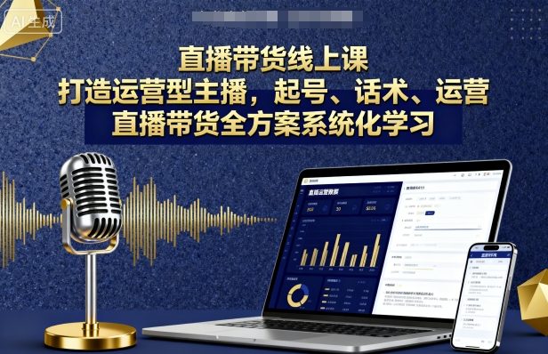 直播带货线上课，打造运营型主播，起号、话术、运营，直播带货全方案系统化学习-校睿铺