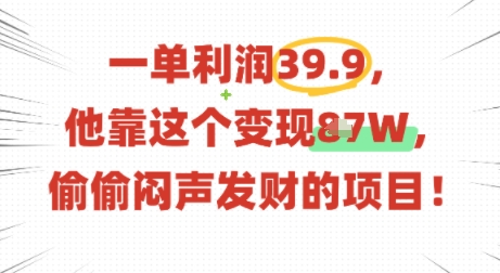 一单利润39.9，有人靠这个变现几十个，偷偷闷声发财的项目-校睿铺