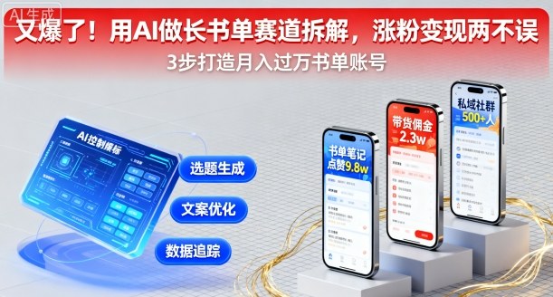 又爆了！用AI做长书单赛道拆解，涨粉变现两不误-校睿铺