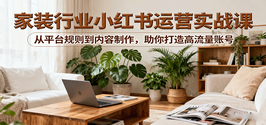小红书家装行业运营实战课：从平台规则到内容制作，助你打造高流量账号-校睿铺