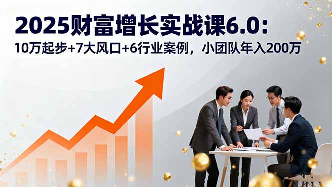 2025财富增长实战课6.0：10万起步+7大风口+6行业案例，小团队年入200万-校睿铺