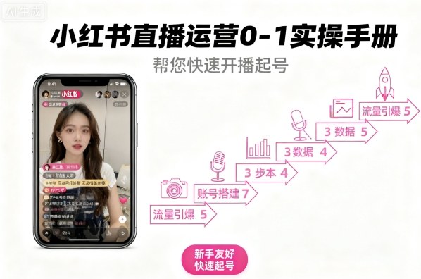 小红书直播运营0-1实操手册，帮您快速开播起号-校睿铺
