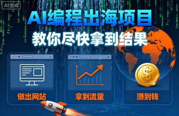 AI编程出海项目，教你尽快拿到结果-做出网站、拿到流量、賺到钱-校睿铺