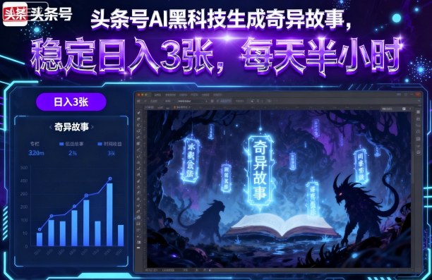 头条号AI黑科技生成奇异故事，稳定日入3张，每天半小时-校睿铺