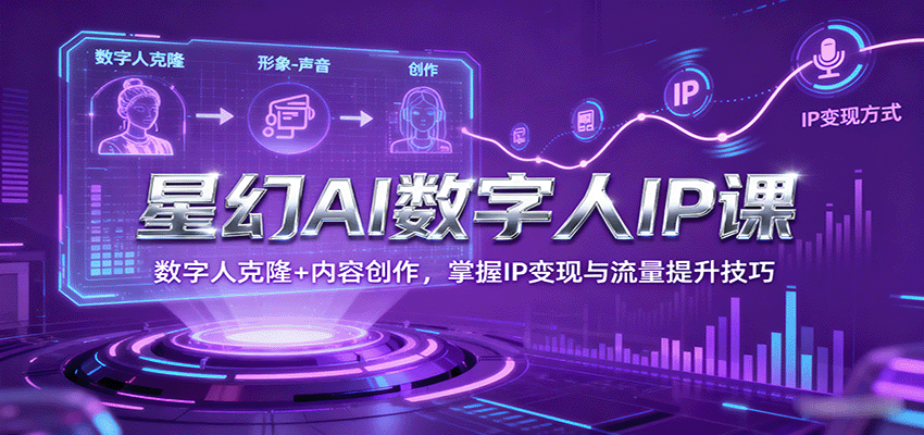 星幻AI数字人IP课，数字人克隆+内容创作，掌握IP变现与流量提升技巧-校睿铺