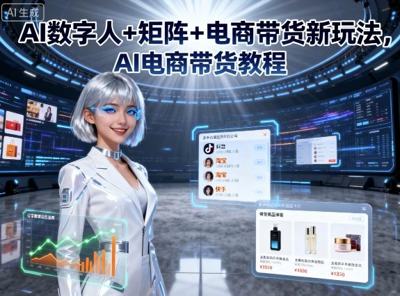 AI数字人+矩阵+电商带货新玩法，AI电商带货教程-校睿铺