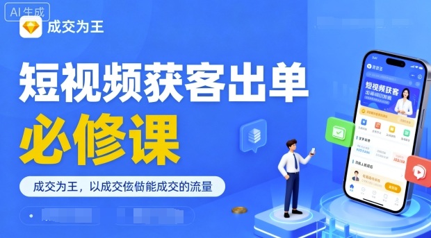 短视频获客出单必修课，成交为王，以成交为导向，直接做能成交的流量-校睿铺
