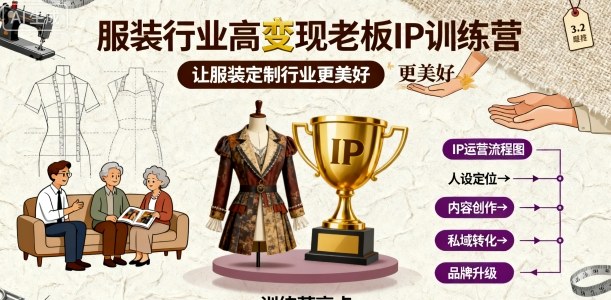 服装行业高变现老板IP训练营，让服装定制行业更美好-校睿铺