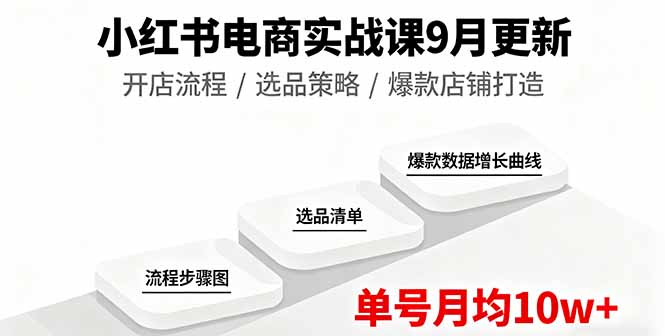 小红书电商实战课9月更新，开店流程/选品策略/爆款店铺打造，单号月均10w+-校睿铺