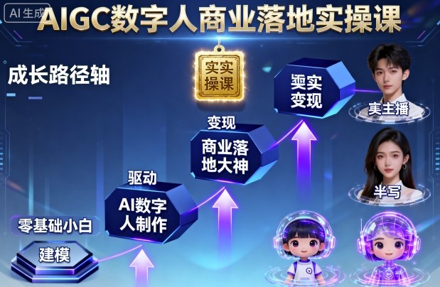 AIGC数字人商业落地实操课，从零基础小白到AI数字人大神-校睿铺