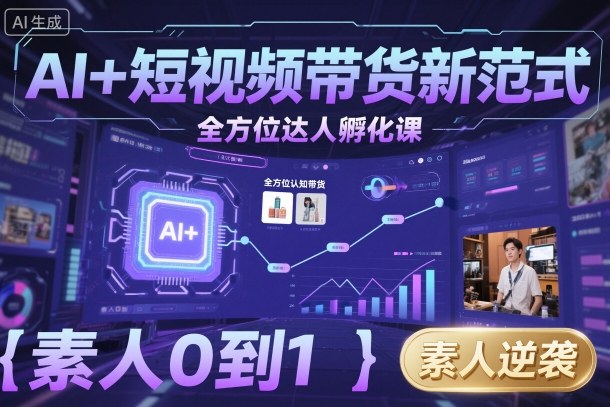 AI+短视频带货新范式全方位达人孵化课，素人也可以从0到1，全方位认知短视频带货-校睿铺