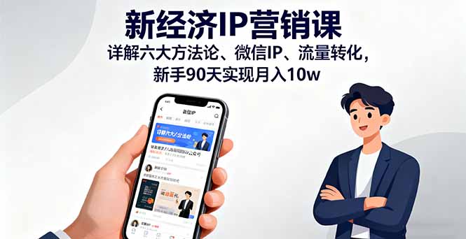 新经济IP营销课：详解六大方法论、微信IP、流量转化，新手90天实现月入10w-校睿铺