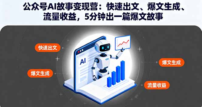 公众号AI故事变现营：快速出文、爆文生成、流量收益，5分钟出一篇爆文故事-校睿铺