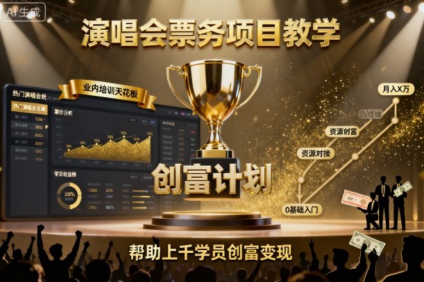 演唱会票务项目教学，业内培训天花板，帮助上千学员创富变现(更新)-校睿铺
