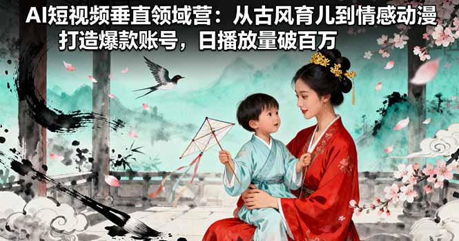 AI短视频垂直领域营：从古风育儿到情感动漫，打造爆款账号,日播放量破百万-校睿铺