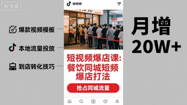 短视频爆店课，餐饮同城短视频爆店打法-校睿铺