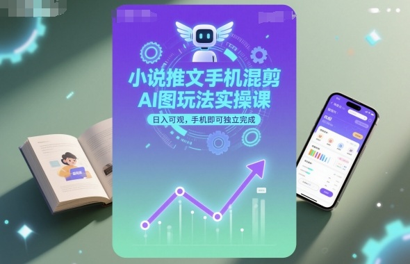 小说推文手机混剪AI图玩法实操课，日入可观，手机即可独立完成-校睿铺
