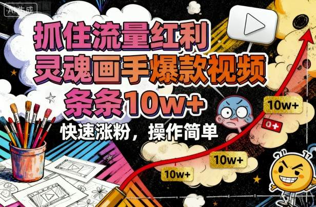 抓住流量红利，灵魂画手爆款视频，条条10w+，快速涨粉，操作简单-校睿铺