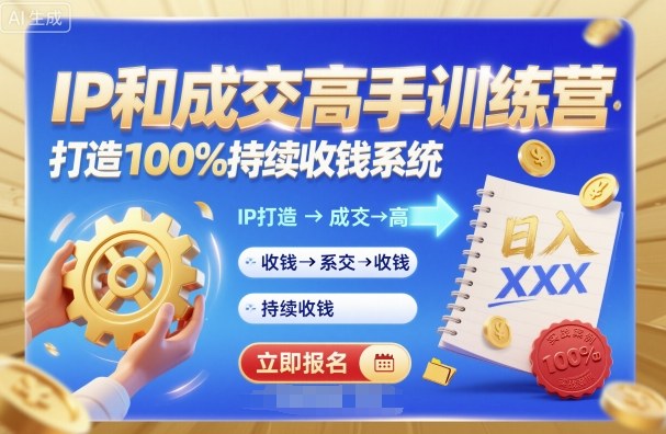 带你成为IP和成交高手的训练营，打造100%持续收钱系统-校睿铺