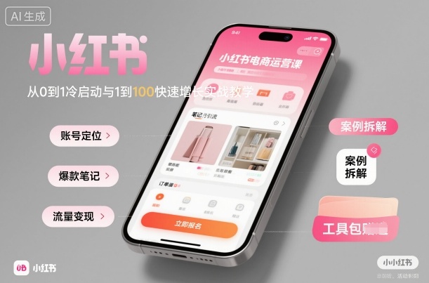 小红书电商运营课：从0到1冷启动与1到100快速增长实战教学-校睿铺