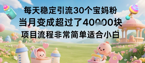 每天稳定引流30个宝妈粉当月变成超过了1W+项目流程非常简单适合小白-校睿铺