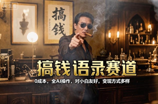 搞钱语录赛道，0成本，全AI操作，对小白友好，变现方式多样-校睿铺