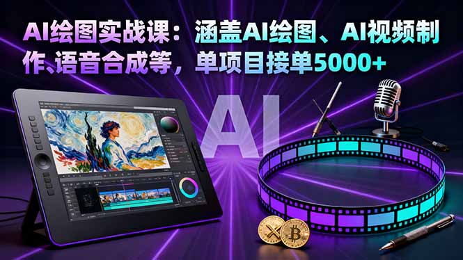AI绘图实战课：涵盖AI绘图、AI视频制作、语音合成等，单项目接单5000+-校睿铺