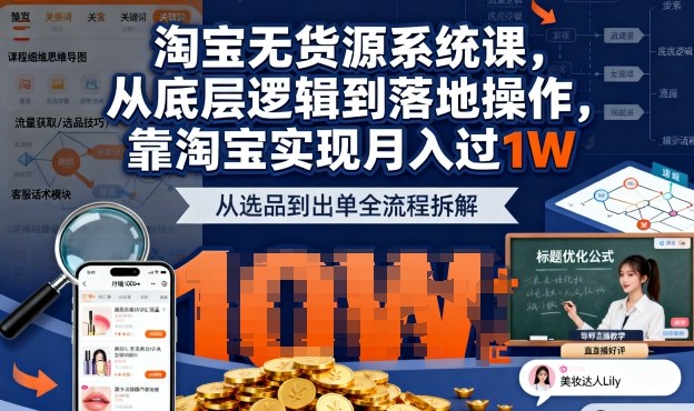 2025最新淘宝无货源系统课，从底层逻辑到落地操作，靠淘宝实现月入过1W-校睿铺