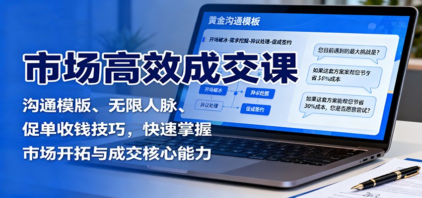 市场高效成交课：沟通模版、无限人脉、促单收钱技巧，快速掌握市场开拓与成交核心能力-校睿铺