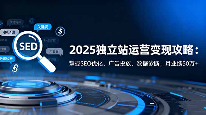 2025独立站运营变现攻略：掌握SEO优化、广告投放、数据诊断，月业绩50万+-校睿铺