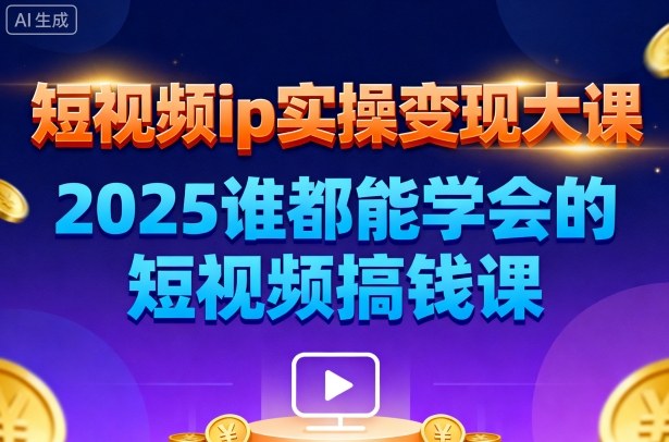 短视频ip实操变现大课，7月26-27日广州站线下课，2025谁都能学会的短视频搞钱课-校睿铺