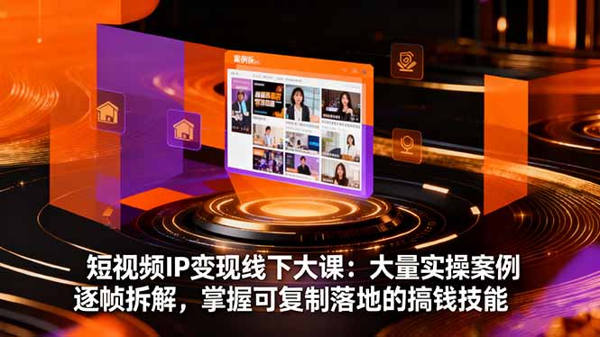 短视频IP变现线下大课：大量实操案例逐帧拆解，掌握可复制落地的搞钱技能-校睿铺
