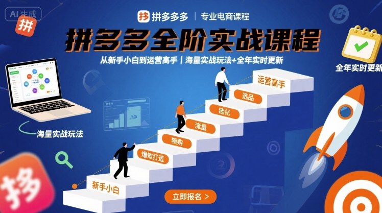 拼多多全阶实战课程，从新手小白到运营高手，海量实战玩法+全年实时更新【2025年10月更新】-校睿铺