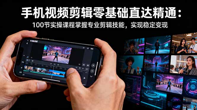 手机视频剪辑零基础直达精通：100节实操课程掌握专业剪辑技能，实现稳…-校睿铺