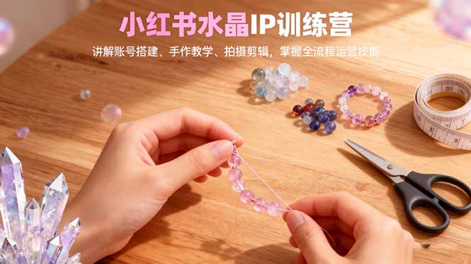 小红书水晶IP训练营，讲解账号搭建、手作教学、拍摄剪辑，全流程运营技能-校睿铺