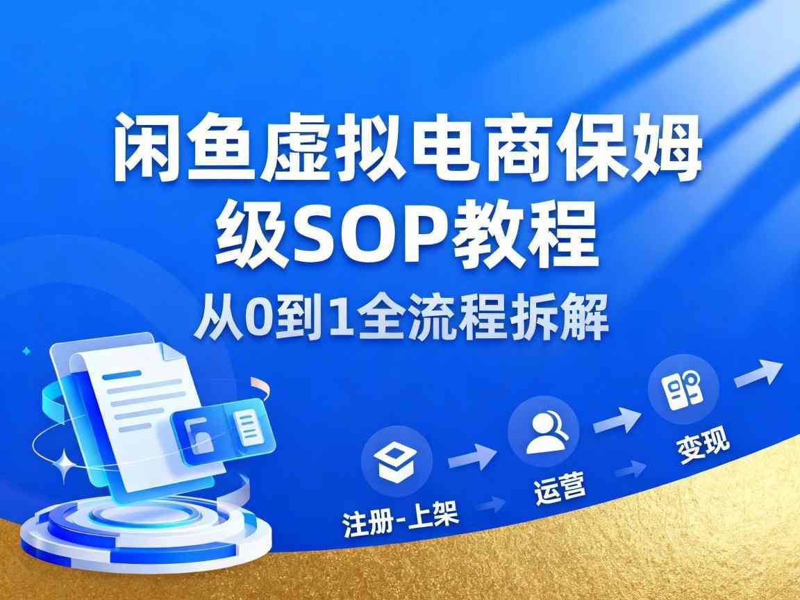 闲鱼虚拟电商，月入轻松过1W，保姆级SOP教程-校睿铺